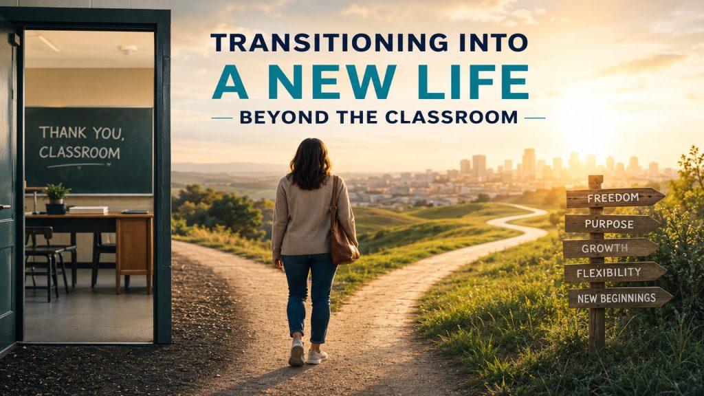 Teacher walking away from classroom
