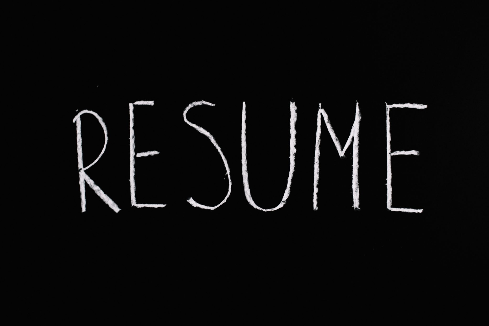 Resume written in chalk on blackboard